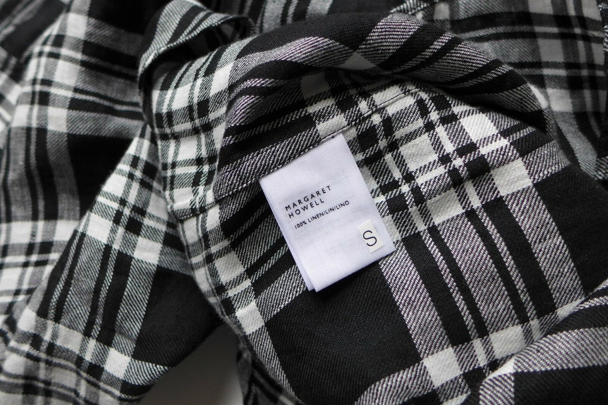MARGARET HOWELL LARGE CHECK LINEN シャツ 1 Margaret Howell Oversized Linen Check Shirt Black White, size