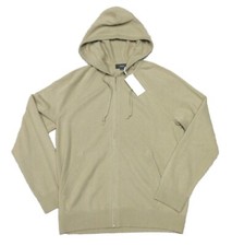Vince Men's Camel Beige Wool Cashmere Full Zip Hooded Sweater 425