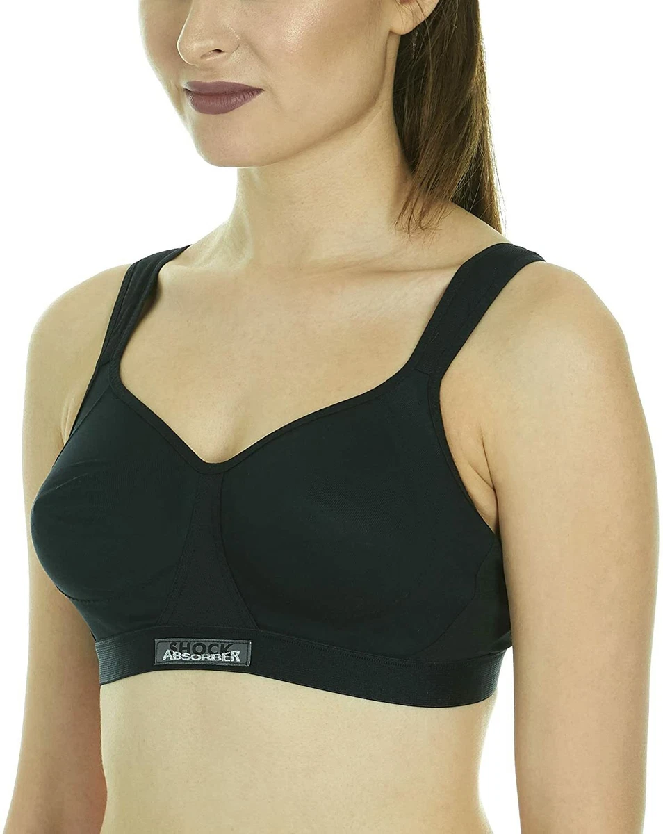 Shock Absorber Low Impact Ladies Black Sports Bra Size 38DD