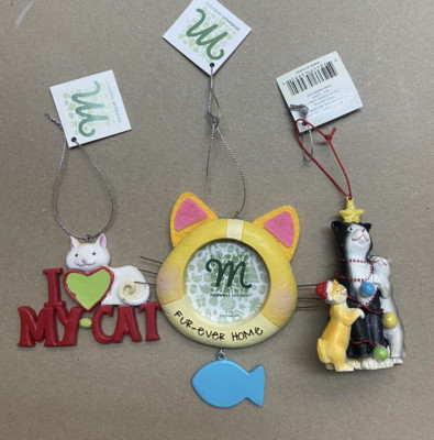 Midwest Ornaments Cat Kitty  Kitten Themed Hanging Christmas  Lot of 3 NWTS