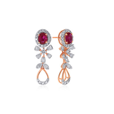 14K Rose Gold Blessed Vase Diamond Drop Earrings For Women by Senco Gold 