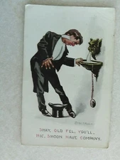 D1264 Postcard Cartoon Drunk Comic 1911 Shay old fel you'll hic shoon have compa