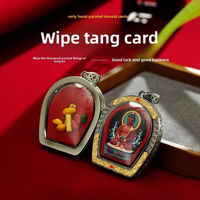 Colgante collar giratorio de fortuna Thangka Zhaxi Lamu pintado a mano (disparado a mano) Foto 2 de 4