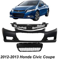 Front Bumper Cover Grille Assembly Kit For 2012-2013 Honda Civic Coupe