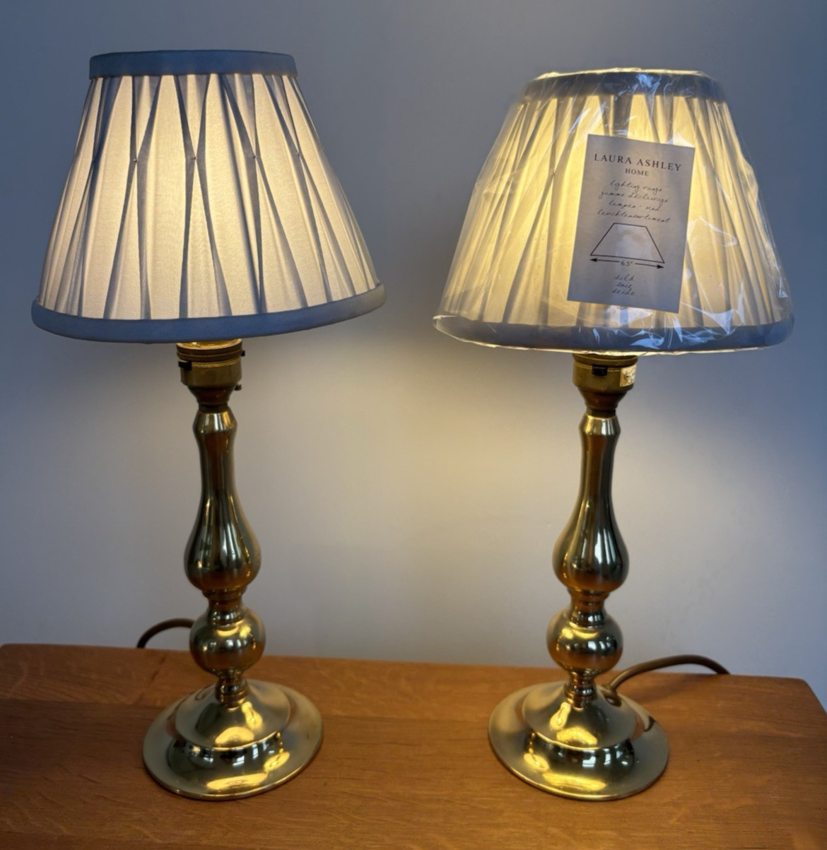 Pair vintage solid brass bed side table lights