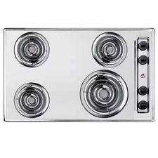 30 In. Coil Top Electric Cooktop in Chrome with 4 Elements