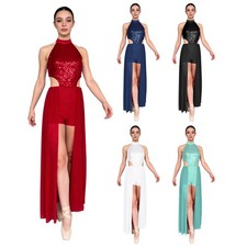 Womens Bodysuit Dress Dance Dress Performance Dancewear Prom Lyrical Latin Mesh