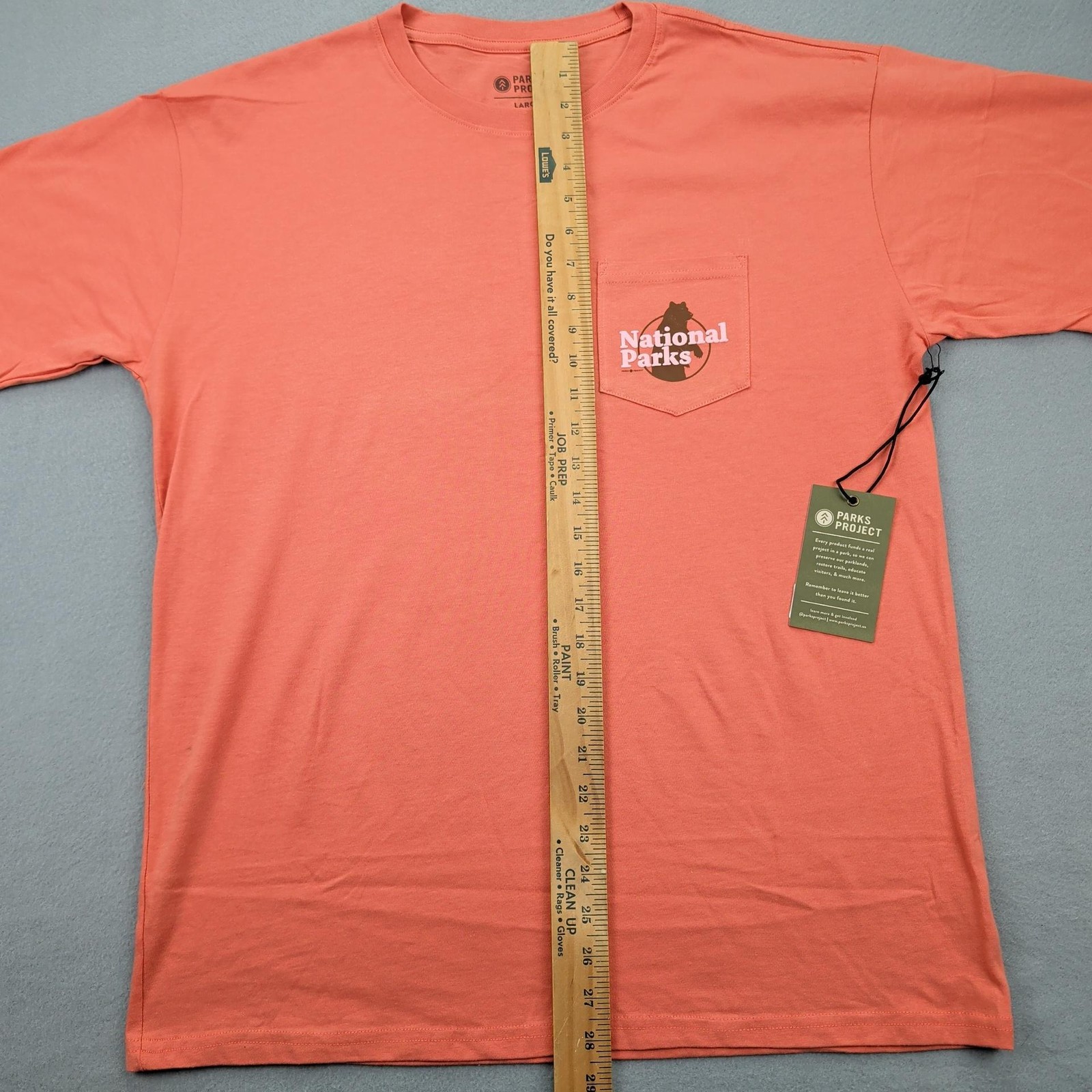 Parks Project Shirt Mens Large Coral Our National Parks Pocket Tee Bear Made USA