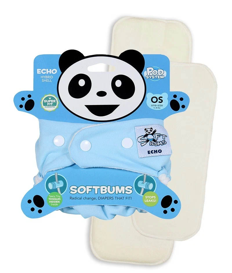 SoftBums AZUL Ajustable Lavable Reutilizable Pañales Carcasas con Inserto de 1 Nuevo Foto 2 de 4