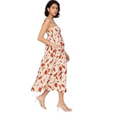ASTR the Label Smocked Linen Blend Midi Dress Mediterranean Resort Size M