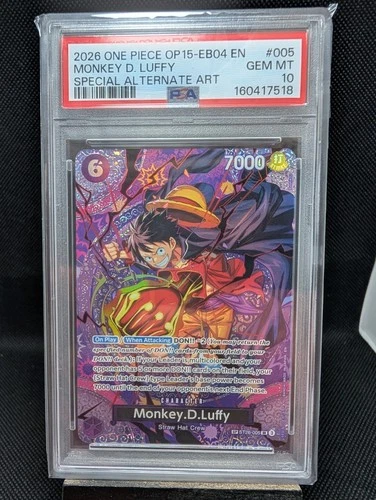 2026 One Piece Adventure on Kami's Island Monkey.D.Luffy Alt Art ST26-005 PSA 10