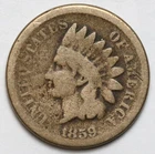 1859 1c Indian Head Cent - RAW - Great First Year Copper-Nickel Penny