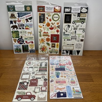 Lot of 5 Carta Bella Paper 6x13 Sheet of Chipboard Accents Hello Autumn, Travel
