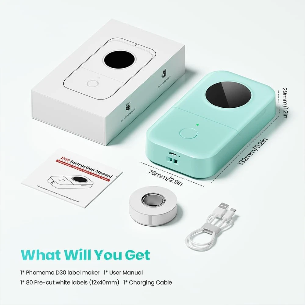Bluetooth Mini Label Maker Machine - Portable D30 Smart Phone Label Printer  