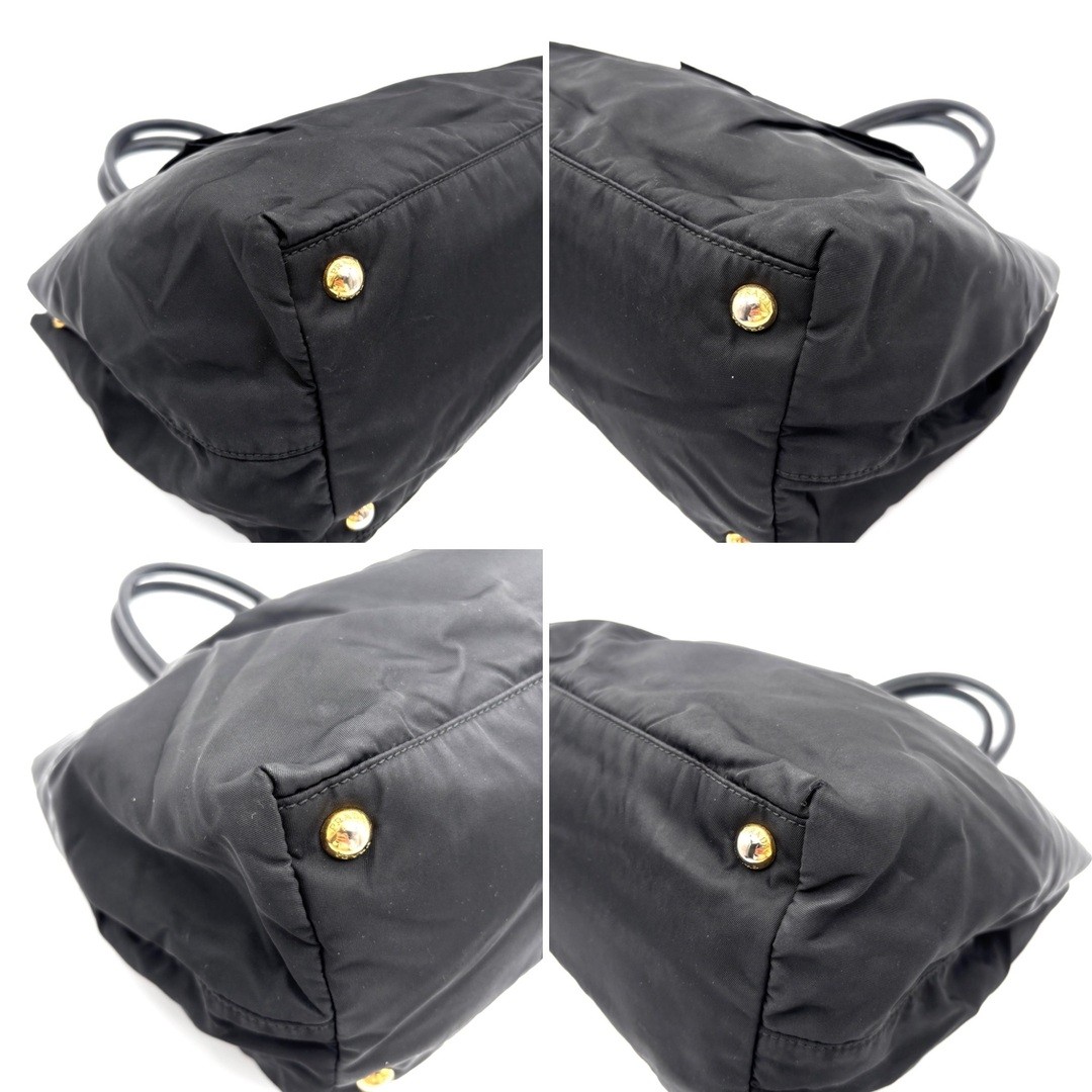 PRADA Handbag Ribbon Tessuto Nylon Lightweight Leather  Ladies Gold Logo Black W thumbnail 5
