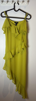 NEW LOOK - RÜSCHEN CHIFFON TRÄGERKLEID - GR. 08 - LIMETTE / GELB