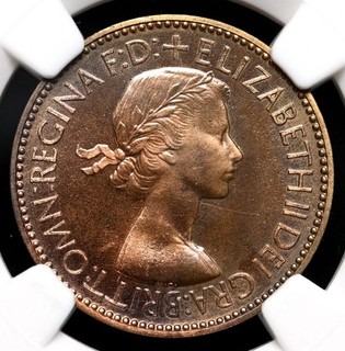 GRAN BRETAGNA. Mezzo penny Elisabetta II prova di incoronazione 1953 NGC PF65 RB