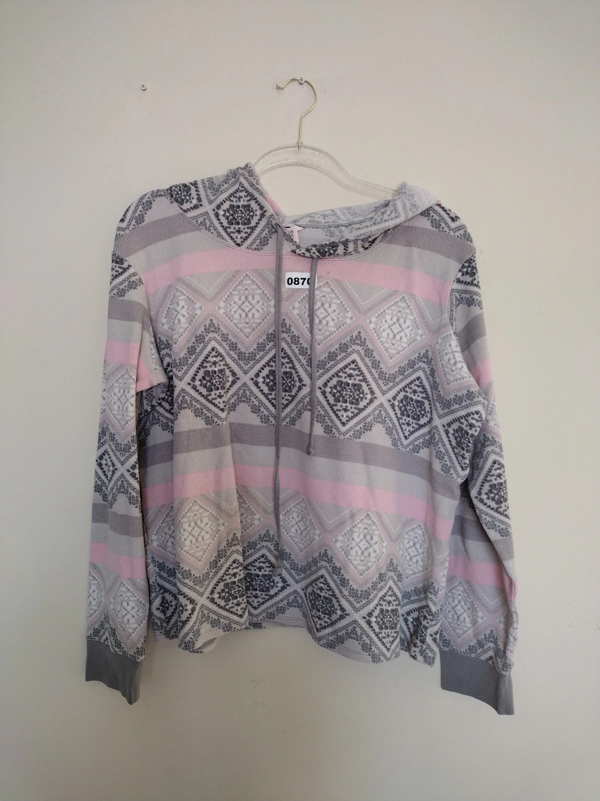 UNDERCOVER Maglione Victoria Secret donna grande grigio rosa preppy termico manica lunga felpa con cappuccio
