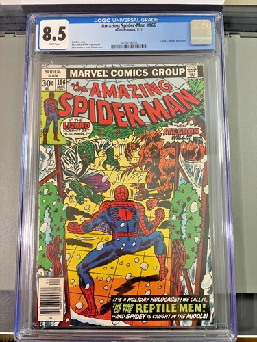 Amazing Spider-Man #166, CGC 8.5, Very Fine+, White Pages. Marvel 3/77.