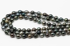 10-11mm Tahitian Pearl in Full Strand, Natural Colors with High Luster, Tempora