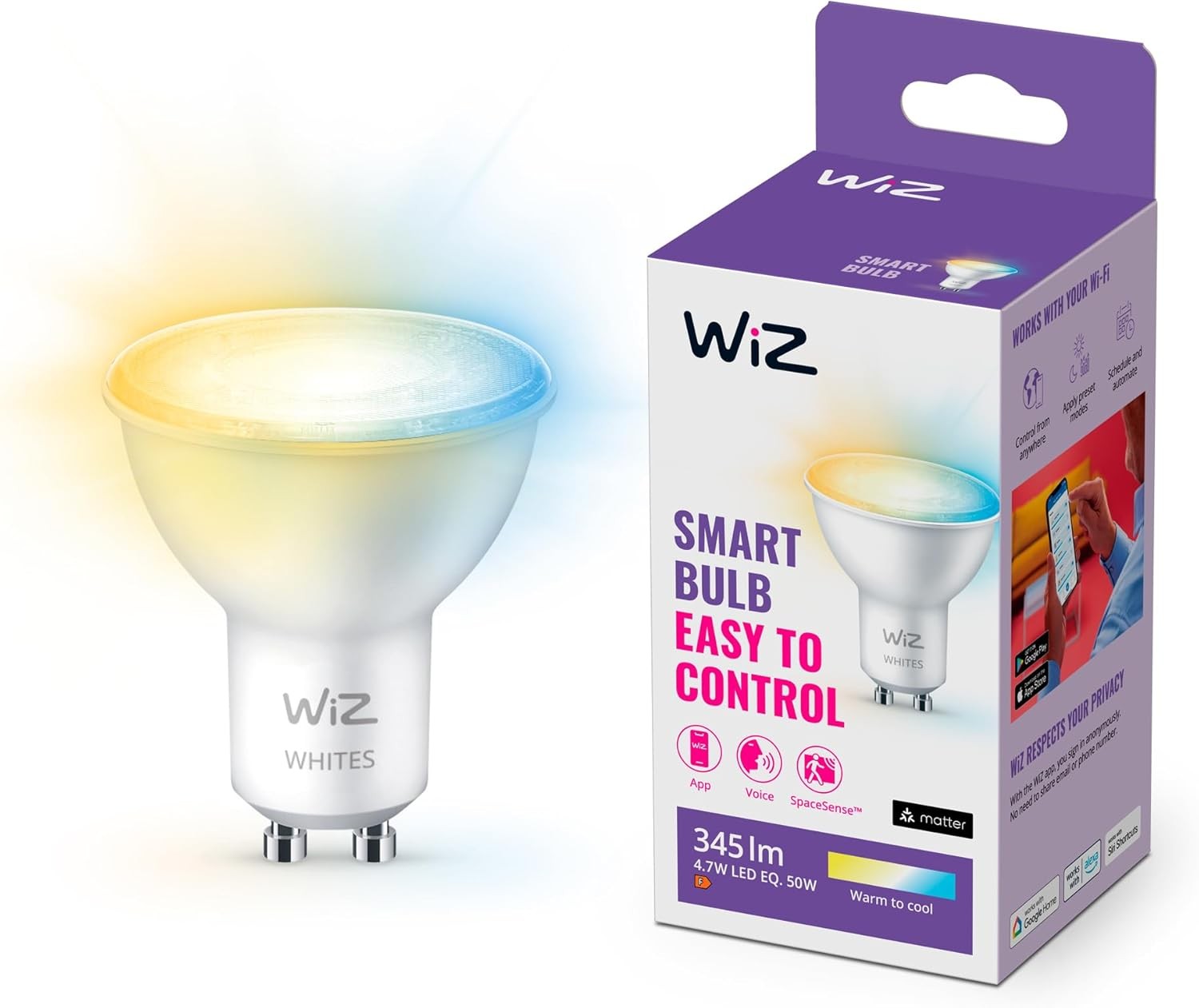 WiZ LED Spot Matter GU10 Reflektor Lampe WLAN dimmbar warm- bis kaltweiß 50W