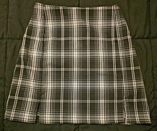 Brandy Melville Plaid Mini Skirt with Front Slits One Size