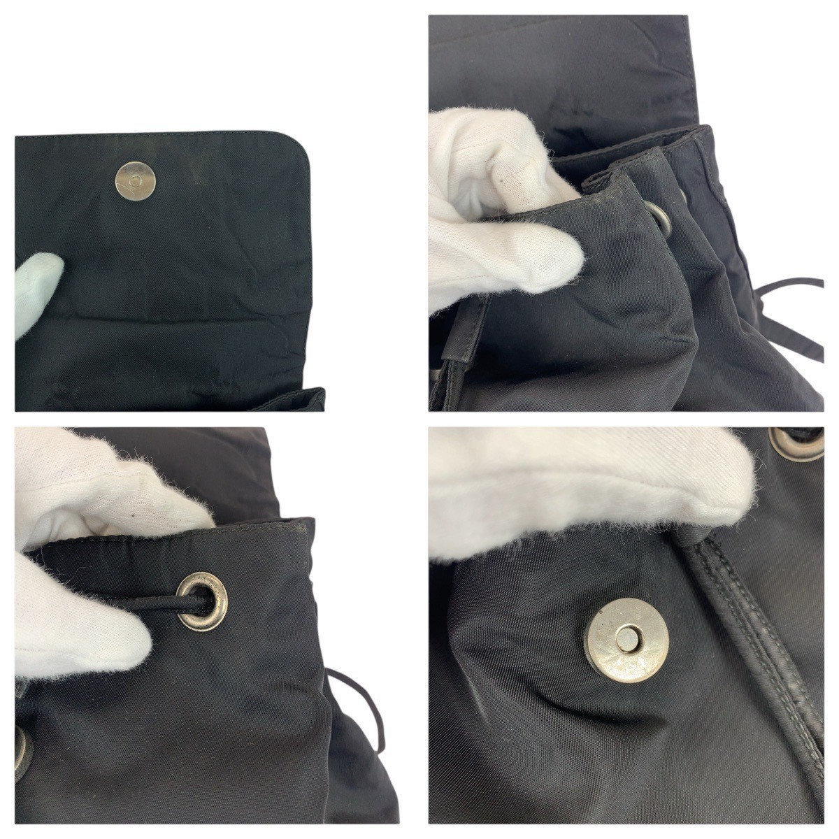 Excellent Condition PRADA Tessuto Triangle Logo Plate Black Silver Hardware Nylo thumbnail 6