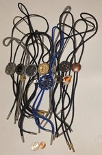 Vintage Lot of  12 Metal Bolo Ties, Guitars, Square Dancing, Honda Gold Wing