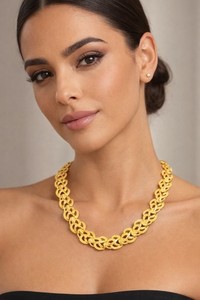 Authentic vintage texture gold plated necklace choker 18”