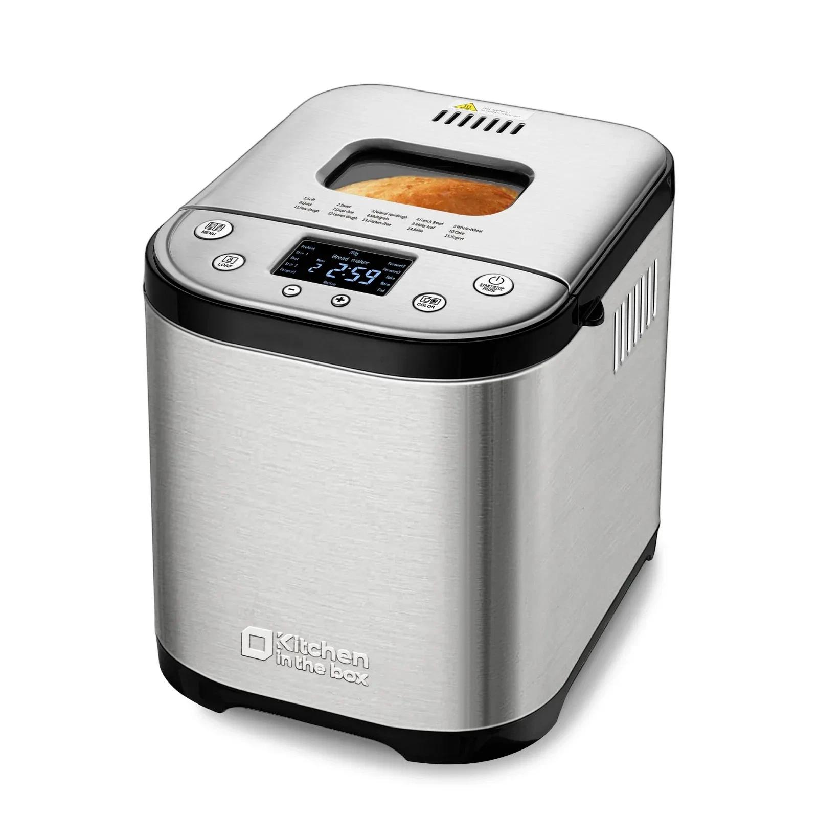 BM01 15-in-1 2LB Stainless Steel Automatic Bread Maker With R