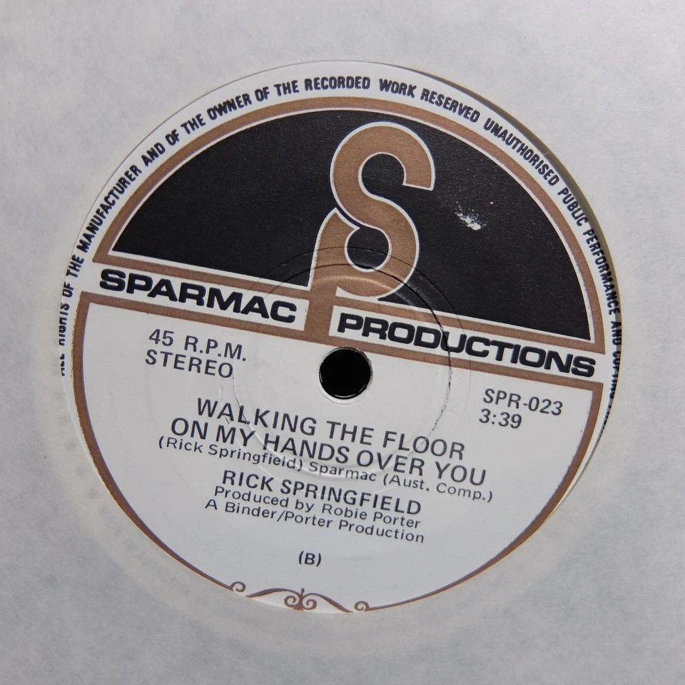 Rick Springfield - What Woud...(Sparmac SPR-023 ) “mono cut for radio" Aussie 45 - Image 2 of 2