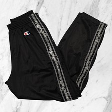 Champion Vintage années 90 Pantalon survêtement homme Boutons Rayé Latéraux