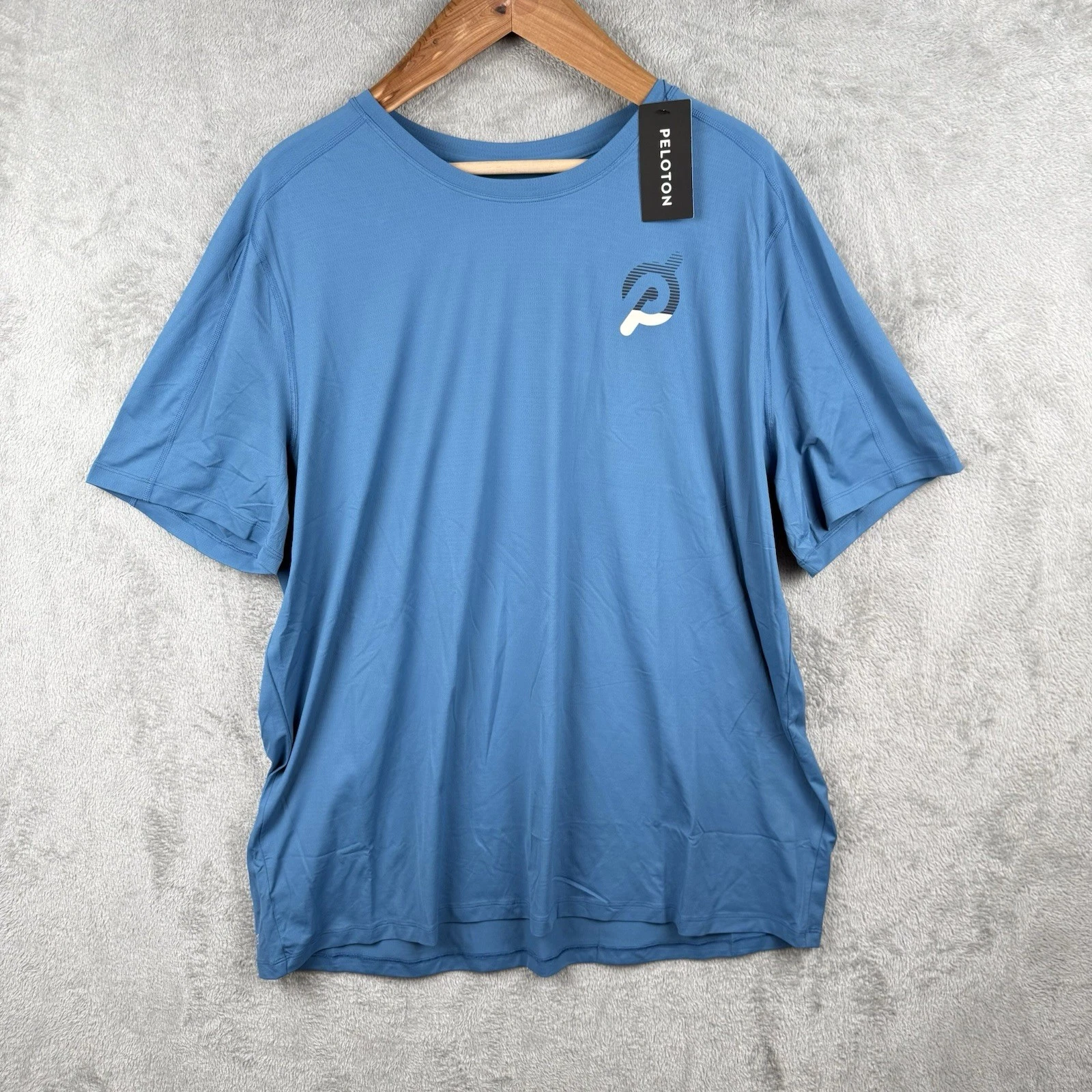 Peloton Strive Tee Mens XXL Blue Biking Athletic Performance Workout NWT