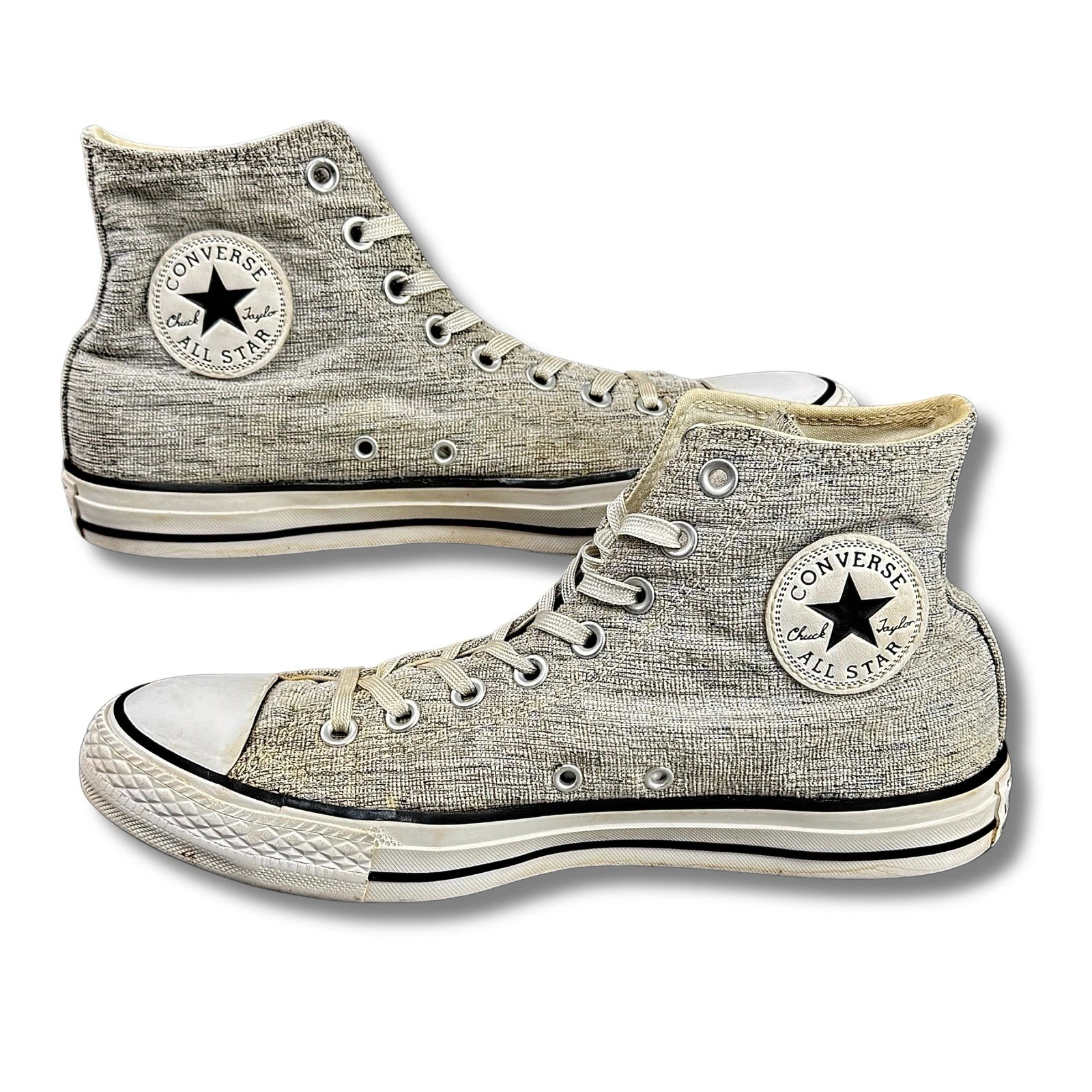 Sneakers alte Converse All Stars donna taglia 10 grigio tweed metallizzato scintillante