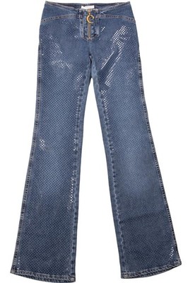 ROBERTO CAVALLI BLUE VINTAGE LOW RISE FLARED JEANS XSMALL