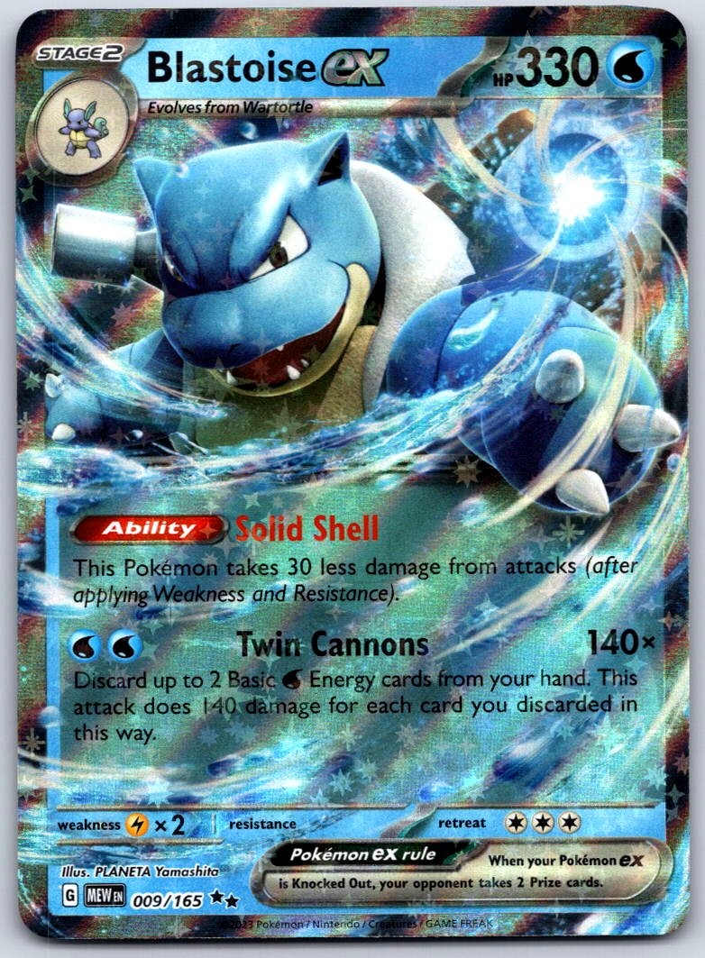 Blastoise ex - Holo Double Rare SV: Scarlet & Violet 151 009/165 NM