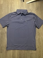 RHOBACK Polo Shirt Mens M Blue Dog Pup Tennis Ball Golf Performance Sport