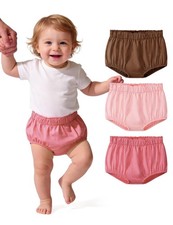 3 Pack Baby Bloomers Girl Diaper Covers Shorts Elastic Soft Clothes