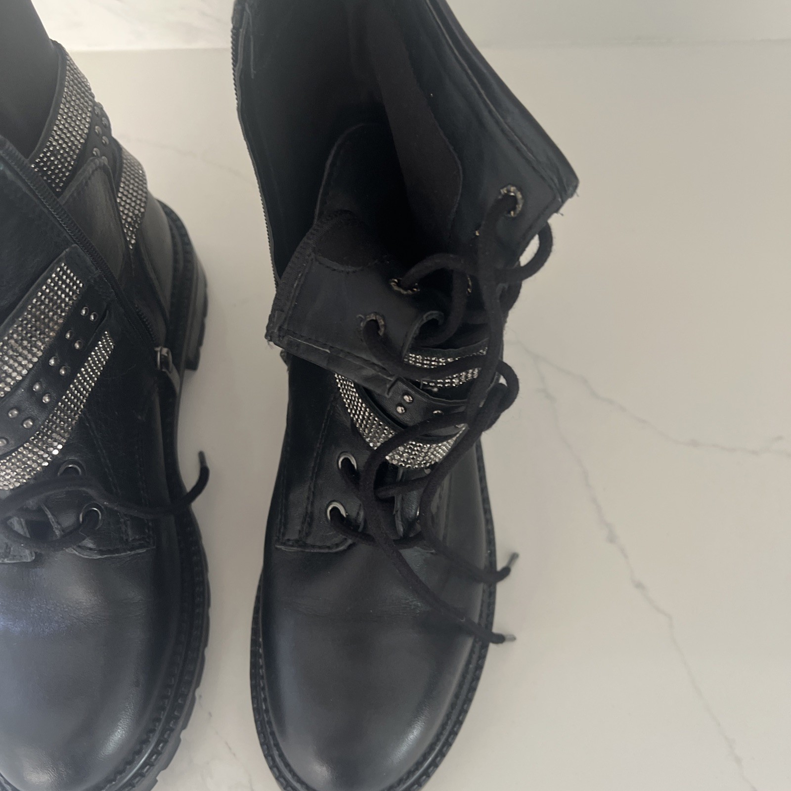 SAOLA STIVALETTI STEVE MADDEN GIRLS J CAPTAIN STRASS SUOLA AD ALETTA CON CHIUSURA ZIP 6 5M