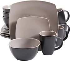 Gibson Elite Soho Lounge Dinnerware Set, Service for 4 (16pcs), Matte Taupe