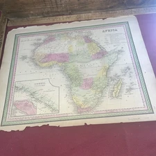 1849 Africa & Liberia by Mitchell antique map ~ 17.4" x 13.8" hand colored