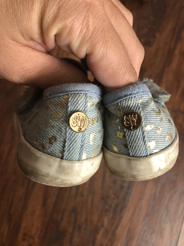 Zapatillas planas sin cordones STUART WEITZMAN azul dorado denim leopardo-talla 6 Foto 2 de 4