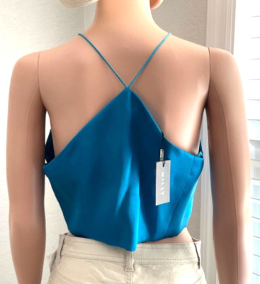 MILLY Silk top size 8 Blue Crop NWT