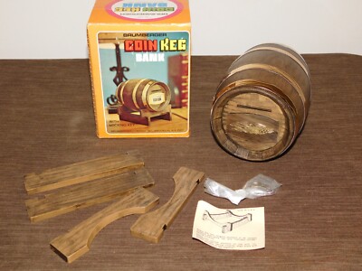 VINTAGE MADE in USA BRUMBERGER COIN KEG BANK with KEY NEW in BOX