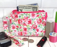 Coin Purse ID Holder Card Pouch Wallet Wrist Keychain Floral Roses Gift Set