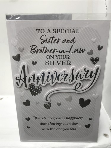Besondere Grußkarte Schwester und Schwager Silber 25. Jahrestag (mittel)
