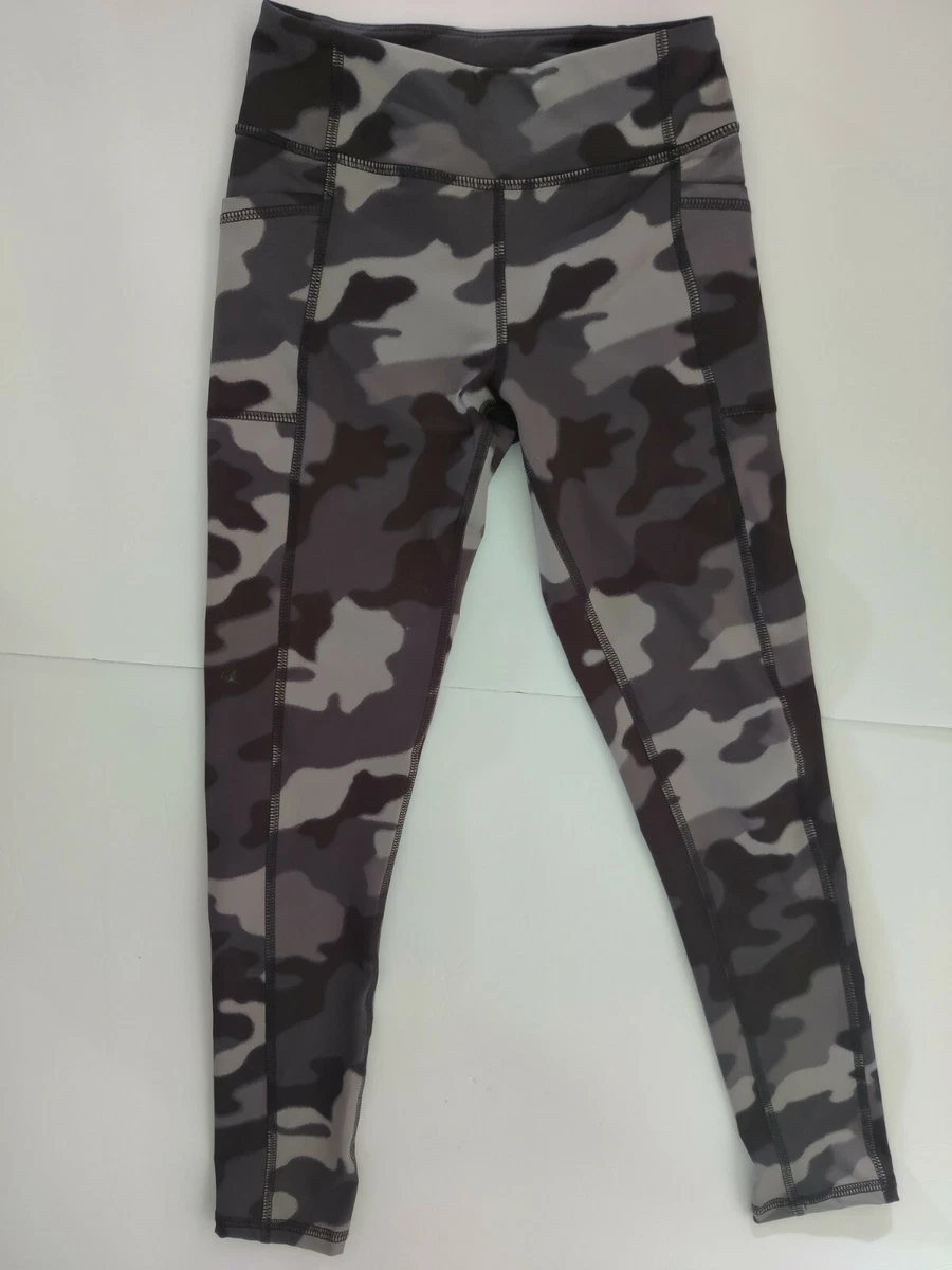 High Waisted Leggings Z BY ZELLA Youth Girl S 7/8 Gray Camo Print Stretch