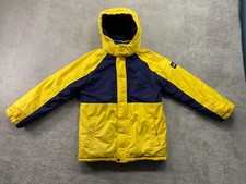 Nautica Jacket Boys Medium 10-12 Yellow Fleece Lined Hooded Outdoors Casual