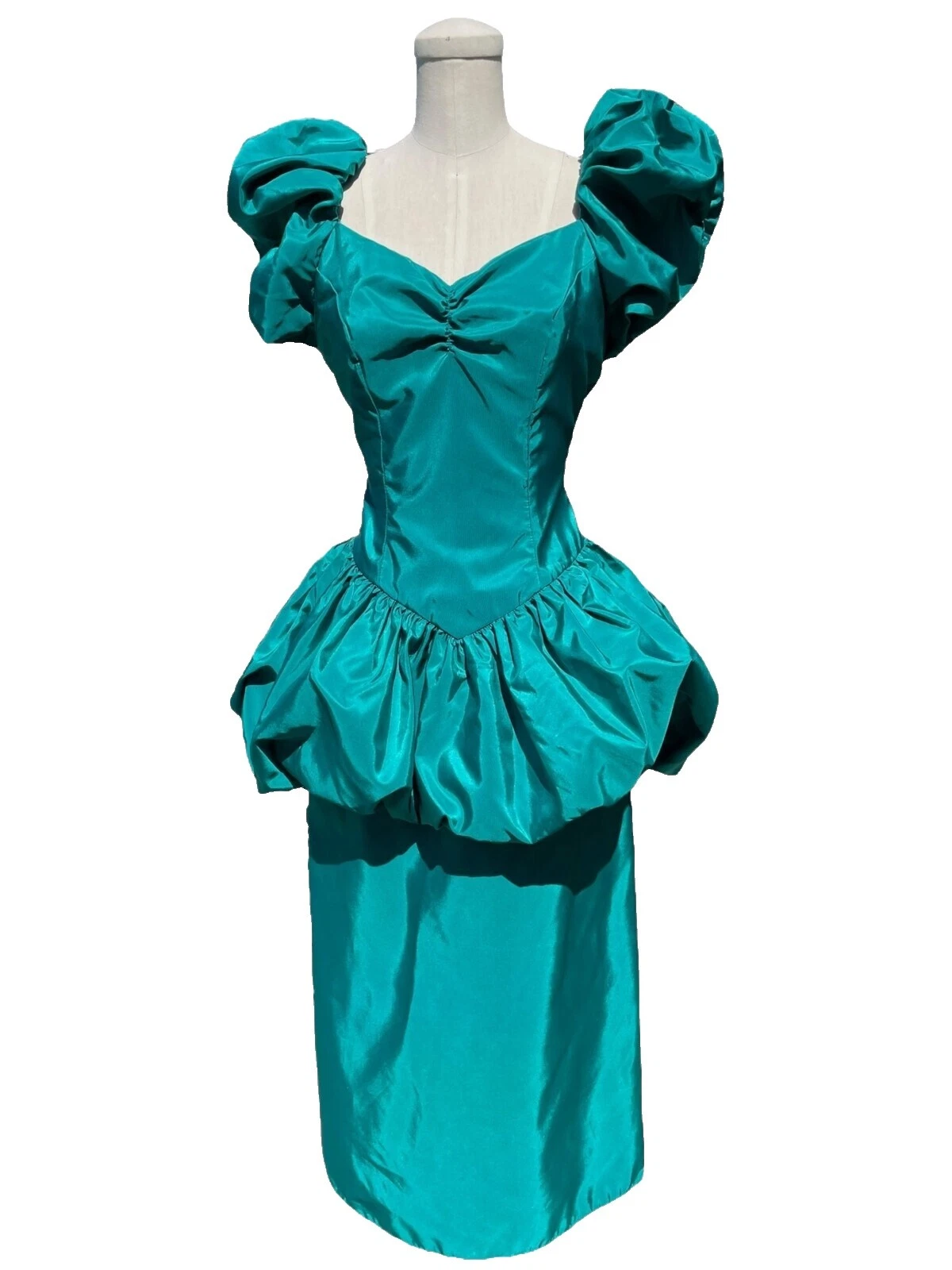 Fiesta Peplum vestidos Vintage 1980s para Mujer