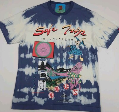 Jungles Safe Trip Colorado Tie Dye Multicolor Print T Shirt Rare Mushrooms Sz L